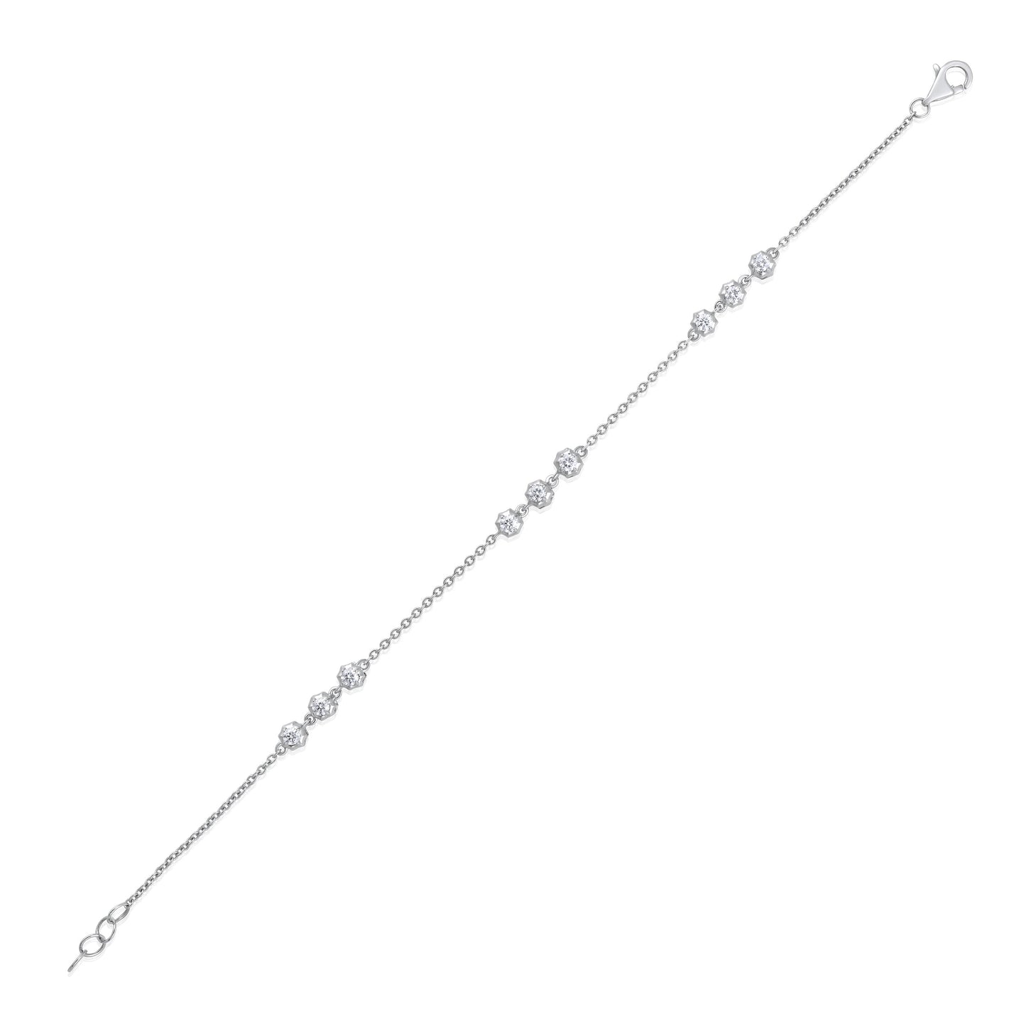 Solid Gold 0.5ct Natural Diamond Spike Bezel By Yard Chain Link Bracelet