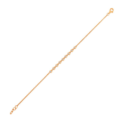 Solid Gold 0.33ct Natural Diamond Spike Bezel Link Chain  Bracelet