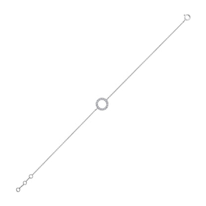 Solid Gold 0.2ct Natural Diamond Circle Round Charm Chain Bracelet