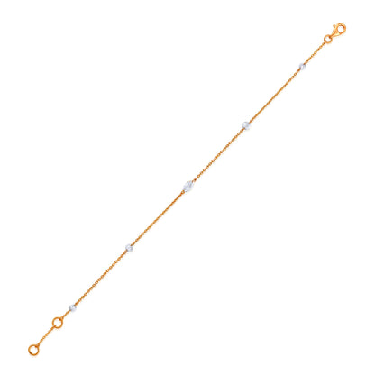 Solid Gold 0.4ct Natural Diamond Rose Cut Multi By Yard Chain Bracelet