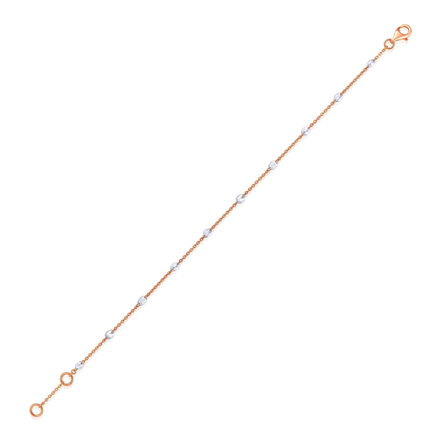 Solid Gold 0.5ct Natural Diamond Rose Cut By Yard Chain Bracelet