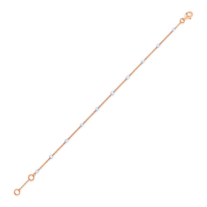 Solid Gold 0.5ct Natural Diamond Rose Cut By Yard Chain Bracelet