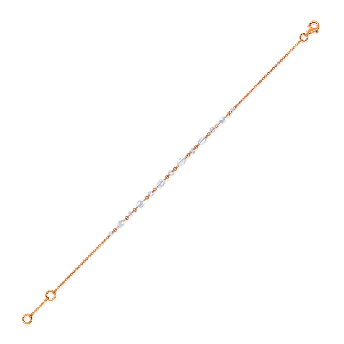 Solid Gold 0.6ct Natural Diamond Rose Cut Multi Tennis Chain Bracelet