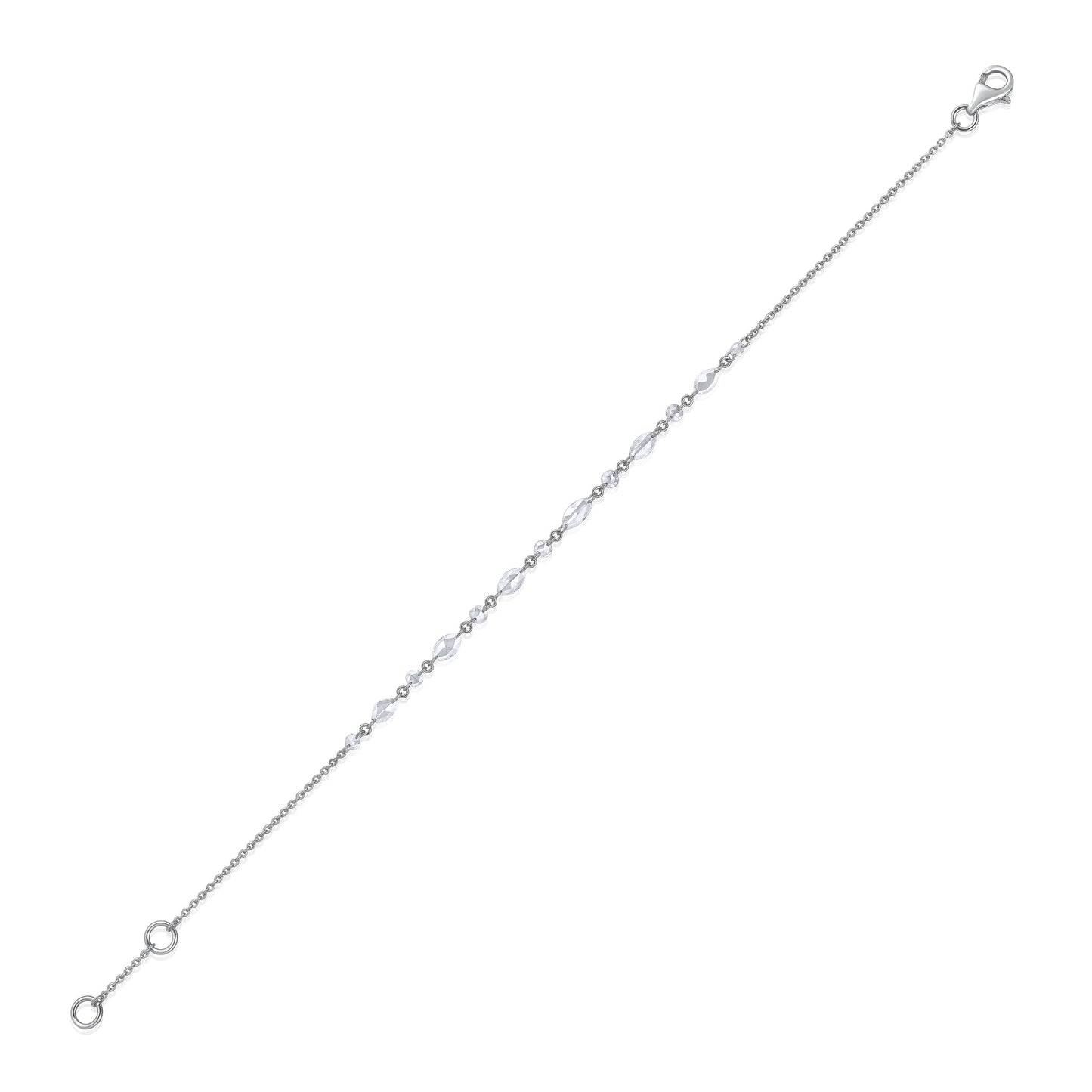 Solid Gold 0.6ct Natural Diamond Rose Cut Multi Tennis Chain Bracelet