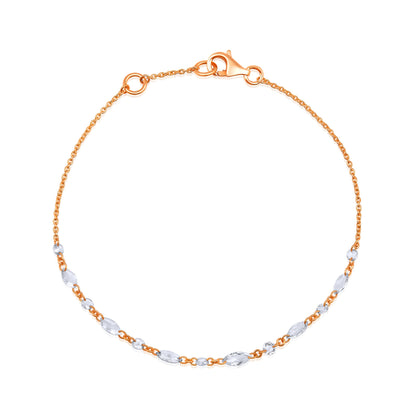 Solid Gold 0.6ct Natural Diamond Rose Cut Multi Tennis Chain Bracelet