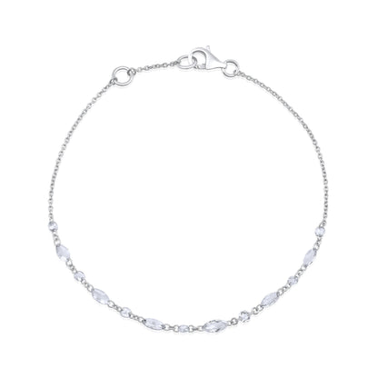 Solid Gold 0.6ct Natural Diamond Rose Cut Multi Tennis Chain Bracelet