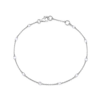 Solid Gold 0.5ct Natural Diamond Rose Cut By Yard Chain Bracelet