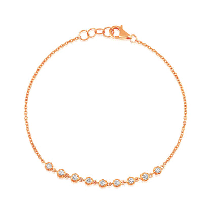 Solid Gold 0.33ct Natural Diamond Spike Bezel Link Chain  Bracelet