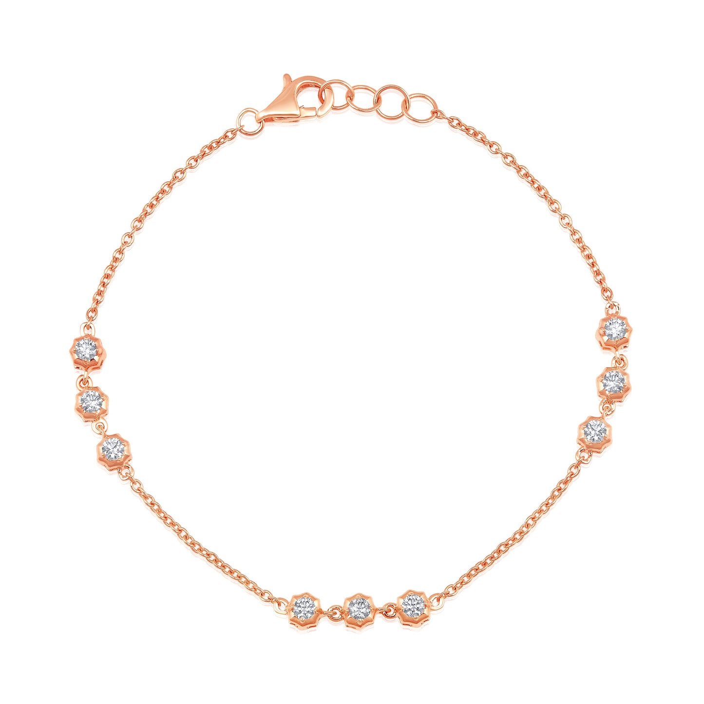 Solid Gold 0.5ct Natural Diamond Spike Bezel By Yard Chain Link Bracelet