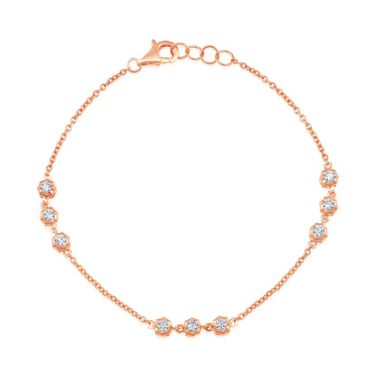 Solid Gold 0.5ct Natural Diamond Spike Bezel By Yard Chain Link Bracelet