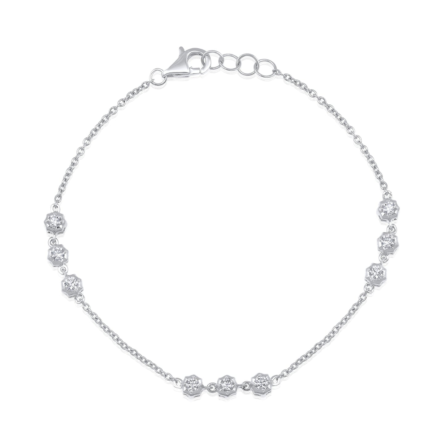 Solid Gold 0.5ct Natural Diamond Spike Bezel By Yard Chain Link Bracelet