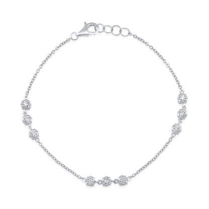 Solid Gold 0.5ct Natural Diamond Spike Bezel By Yard Chain Link Bracelet