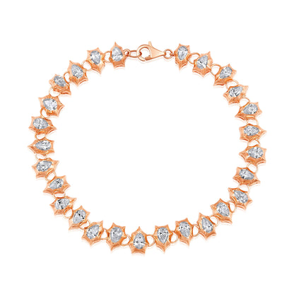 Solid Gold 5.24ct Natural Diamond Pear Spike Bezel Link Bracelet