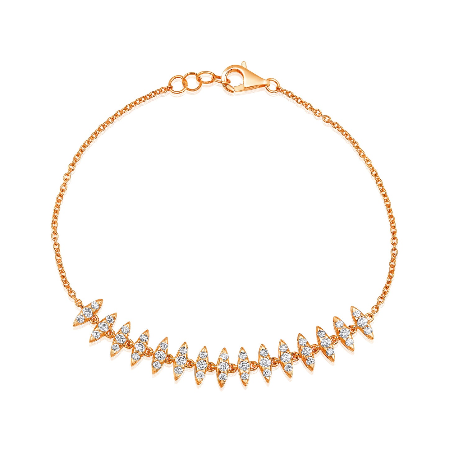 Solid Gold 1ct Natural Diamond Fringe Spike Link Chain Bracelet