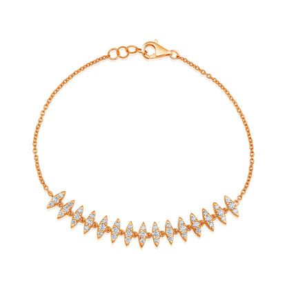 Solid Gold 1ct Natural Diamond Fringe Spike Link Chain Bracelet