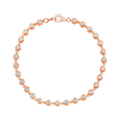 Solid Gold 1.8ct Natural Diamond Spike Bezel Tennis Link Bracelet