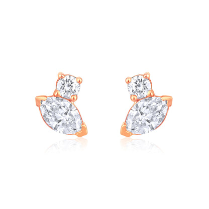 Solid Gold 0.4ct Natural Diamond Multi Pierce Marquise Stud Earrings