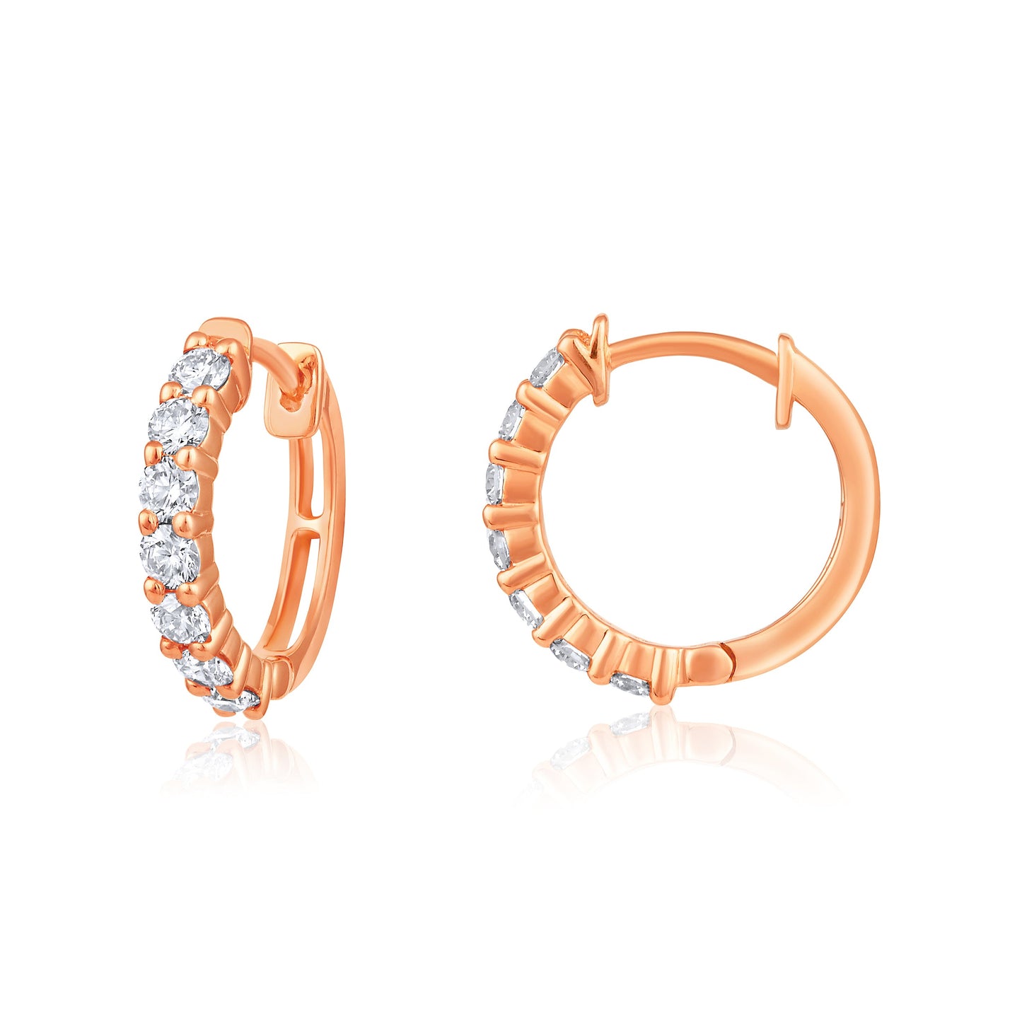 Solid Gold 0.64ct Natural Diamond Huggie Earrings