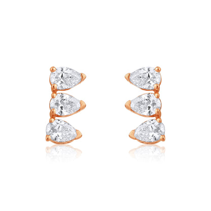 Solid Gold 0.2ct Natural Diamond Multi Pierce Pear Stud Earrings