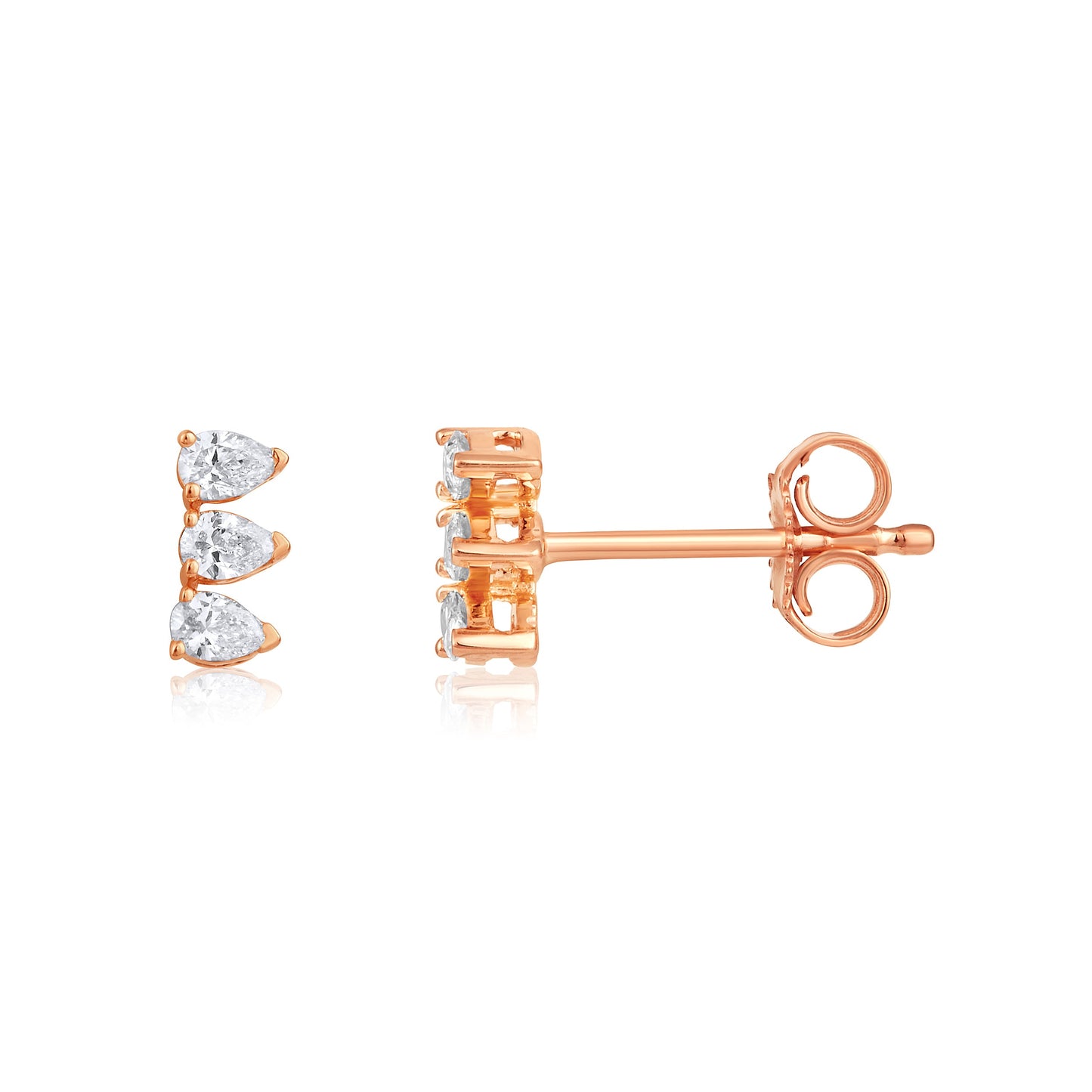 Solid Gold 0.2ct Natural Diamond Multi Pierce Pear Stud Earrings