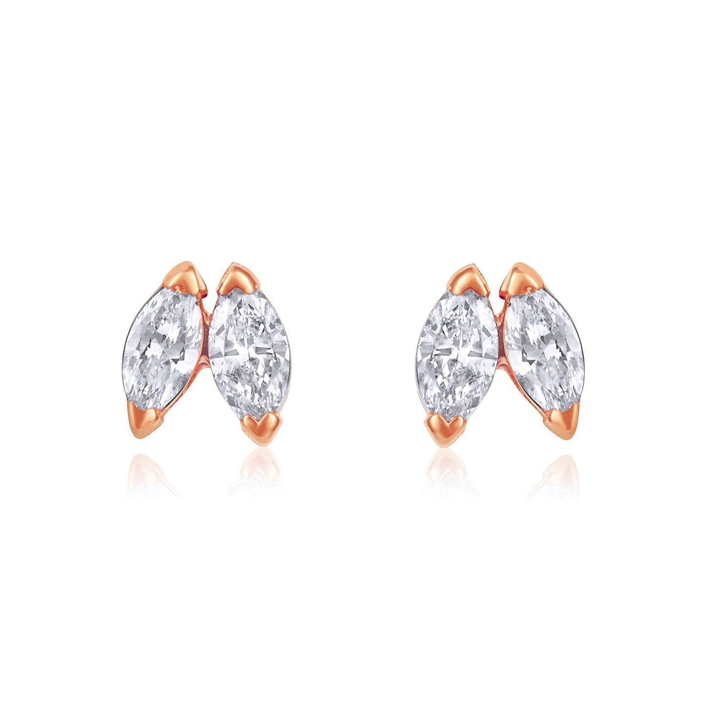 Solid Gold 0.23ct Natural Diamond Multi Pierce Marquise Stud Earrings
