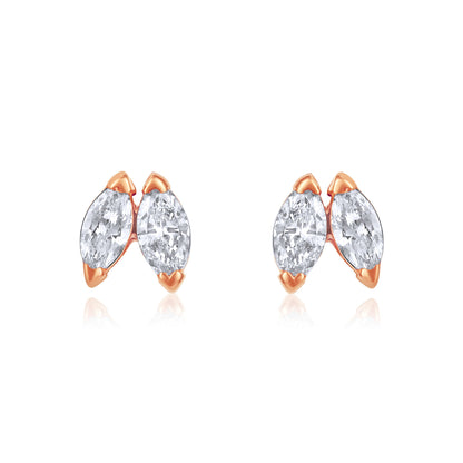 Solid Gold 0.23ct Natural Diamond Multi Pierce Marquise Stud Earrings
