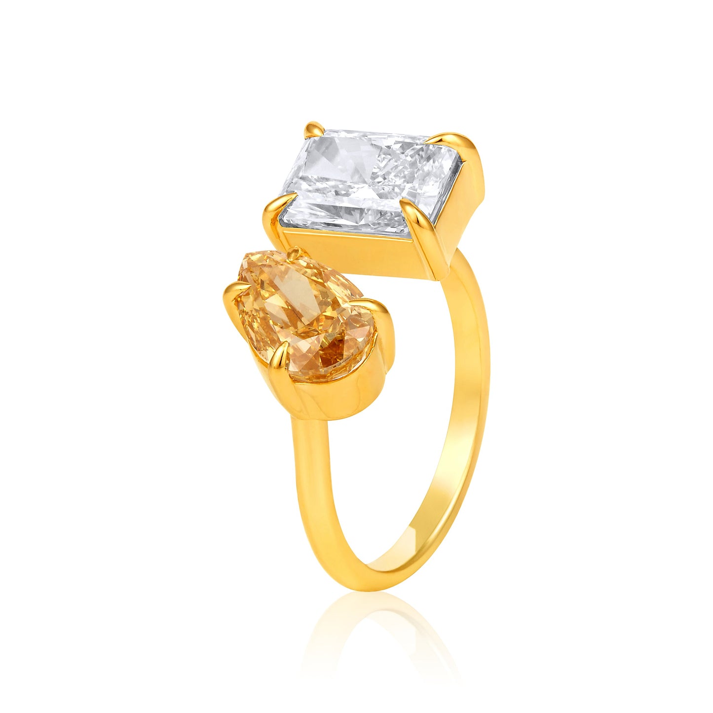 Solid Gold 4.6ct Natural Diamond Fancy Yellow Pear Radiant Ring