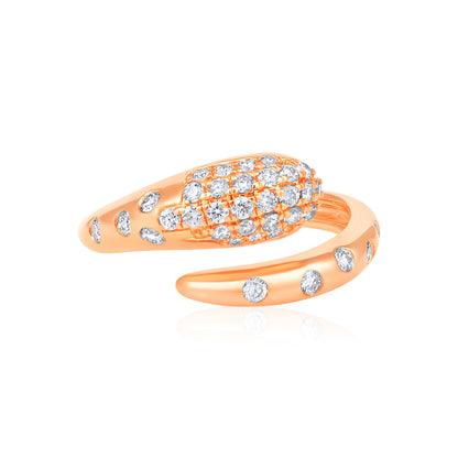 Solid Gold 0.34ct Natural Diamond  Snake Wrap Pinky Ring