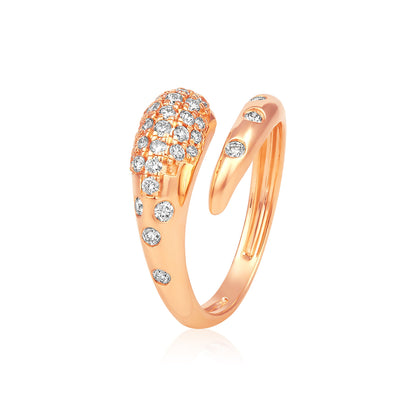 Solid Gold 0.34ct Natural Diamond  Snake Wrap Pinky Ring