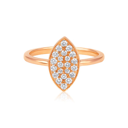 Solid Gold 0.4ct Natural Diamond Evil Eye Marquise Leaf Ring