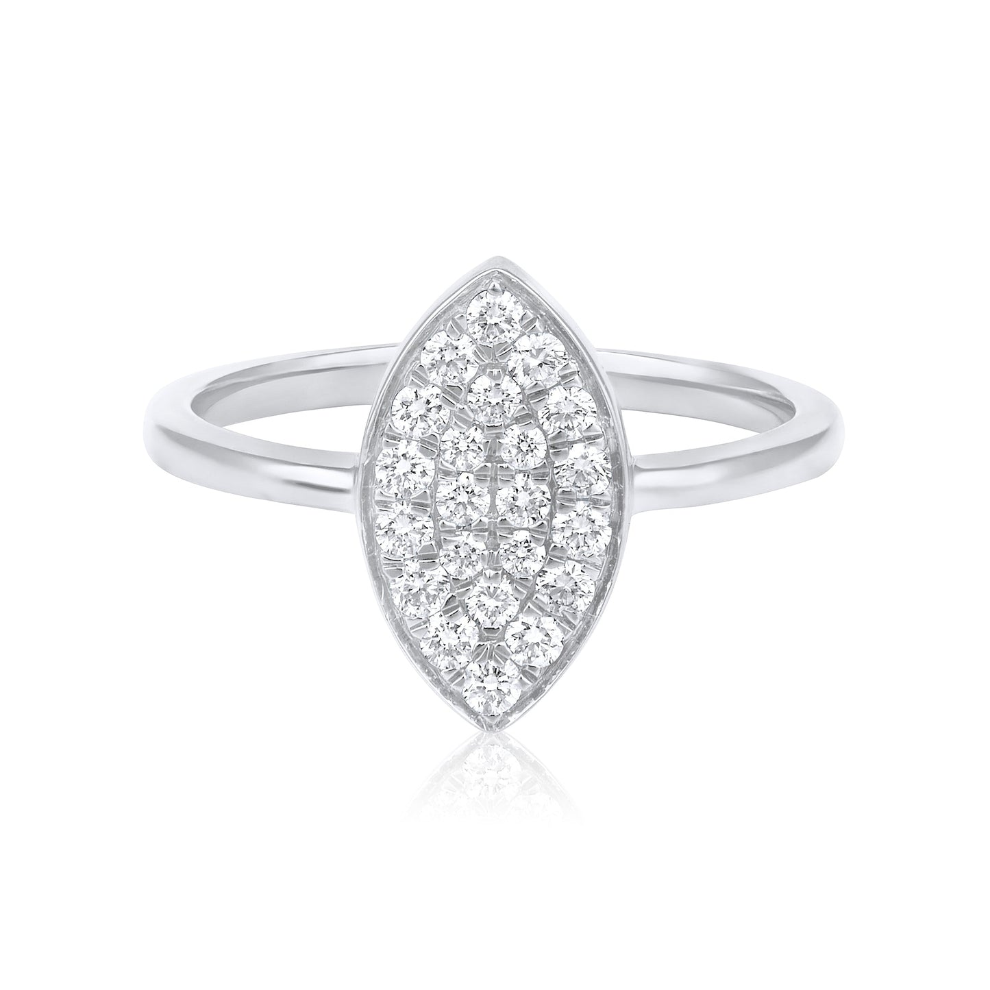 Solid Gold 0.4ct Natural Diamond Evil Eye Marquise Leaf Ring