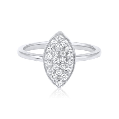 Solid Gold 0.4ct Natural Diamond Evil Eye Marquise Leaf Ring