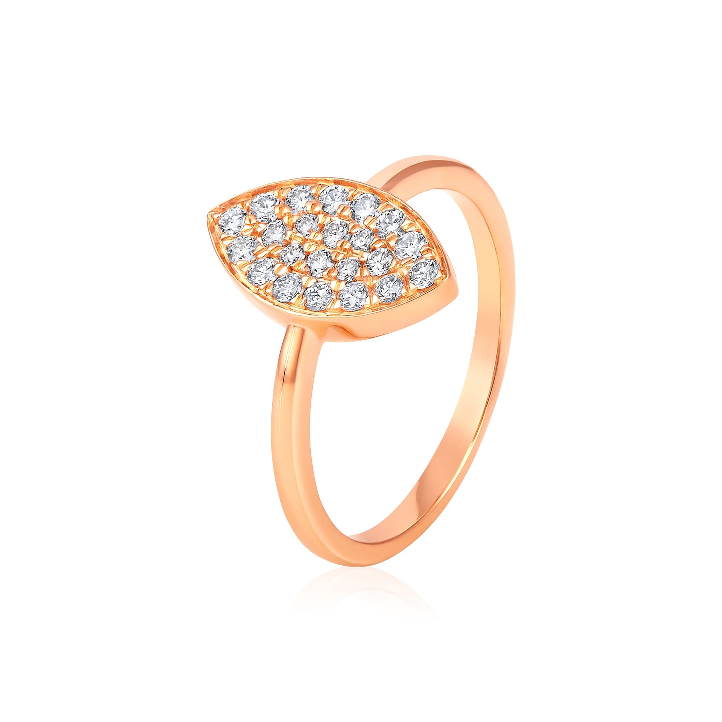 Solid Gold 0.4ct Natural Diamond Evil Eye Marquise Leaf Ring