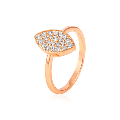 Solid Gold 0.4ct Natural Diamond Evil Eye Marquise Leaf Ring