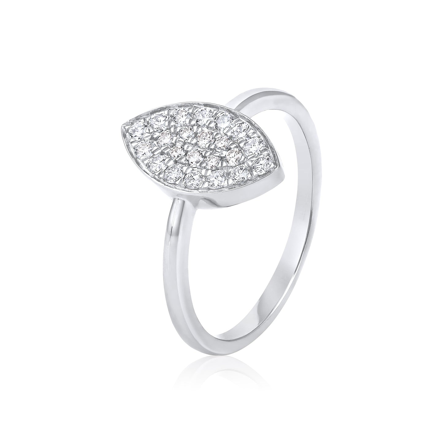 Solid Gold 0.4ct Natural Diamond Evil Eye Marquise Leaf Ring