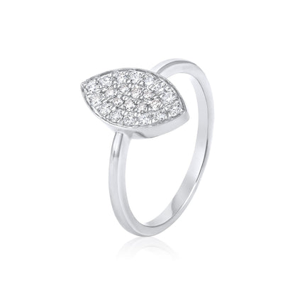 Solid Gold 0.4ct Natural Diamond Evil Eye Marquise Leaf Ring
