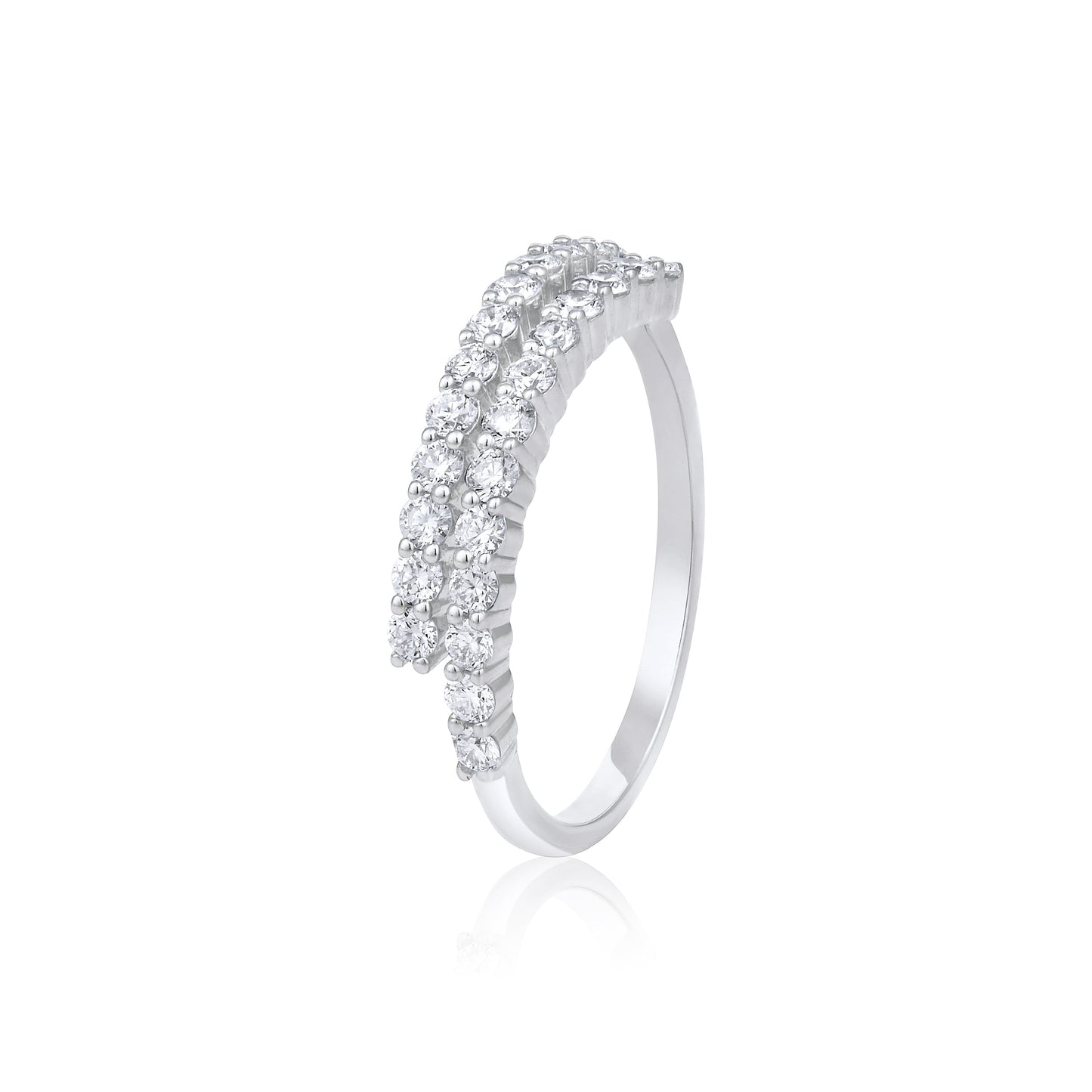 Solid Gold 0.7ct Natural Diamond Double Row Half Eternity Band Ring