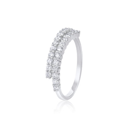 Solid Gold 0.7ct Natural Diamond Double Row Half Eternity Band Ring