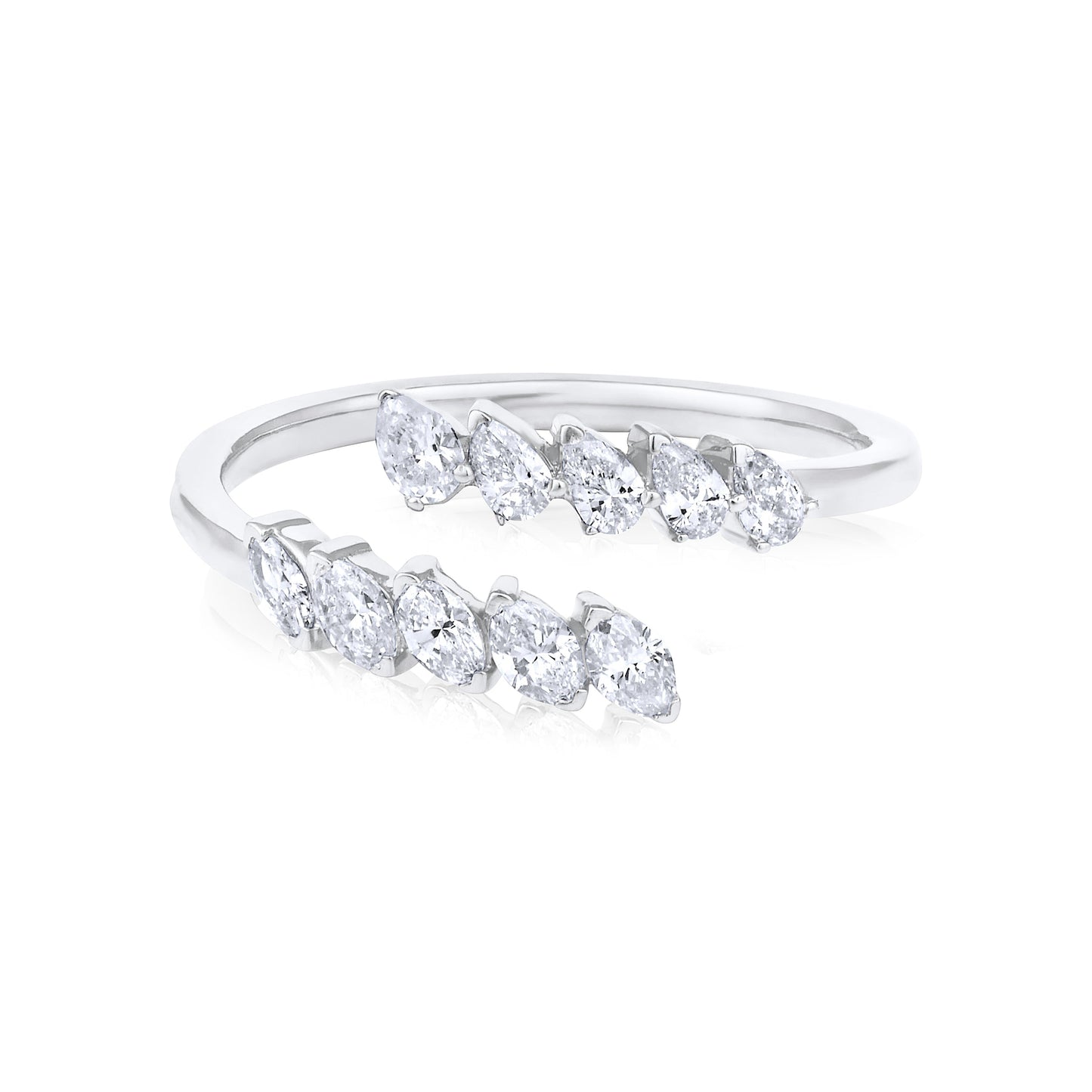 Solid Gold 0.6ct Natural Diamond Pear Marquise Wrap Ring