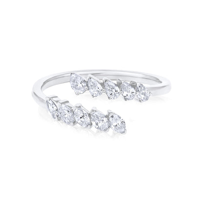 Solid Gold 0.6ct Natural Diamond Pear Marquise Wrap Ring