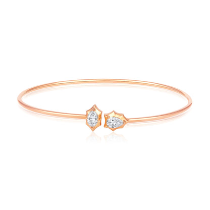 Solid Gold 0.5ct Natural Diamond Pear Marquise Spike Bangle Bracelet