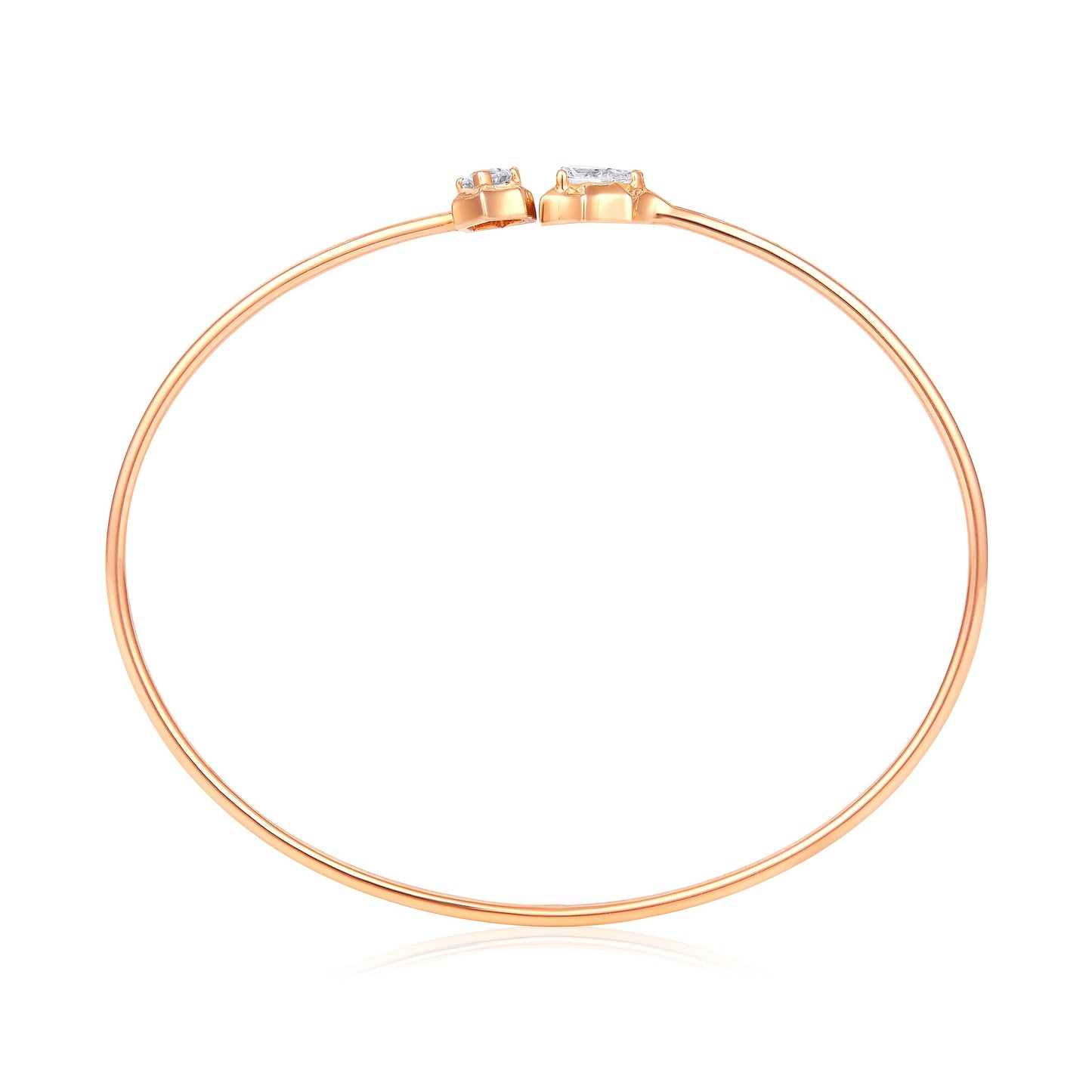 Solid Gold 0.5ct Natural Diamond Pear Marquise Spike Bangle Bracelet