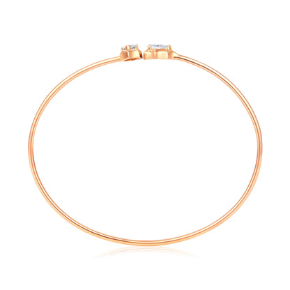 Solid Gold 0.5ct Natural Diamond Pear Marquise Spike Bangle Bracelet