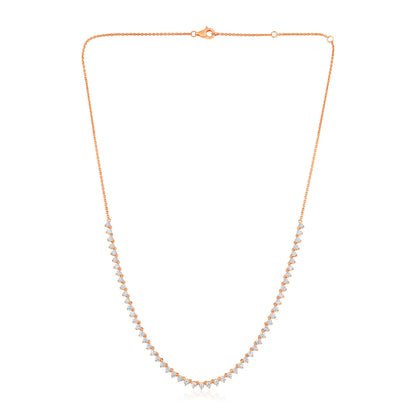 Solid Gold 2.5ct Natural Diamond 3 Prong Tennis Necklace