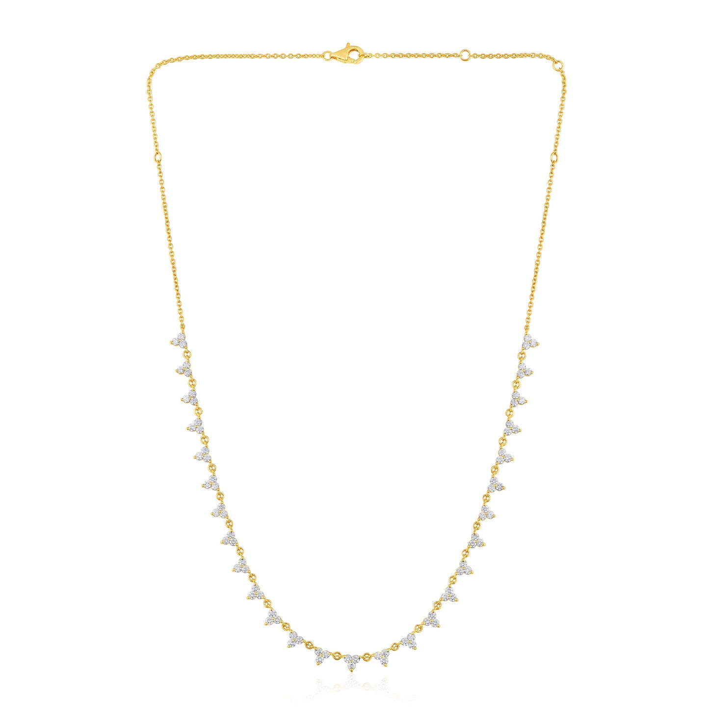 Solid Gold 2.4ct Natural Diamond Trio Trinity Link Necklace