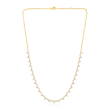 Solid Gold 2.4ct Natural Diamond Trio Trinity Link Necklace
