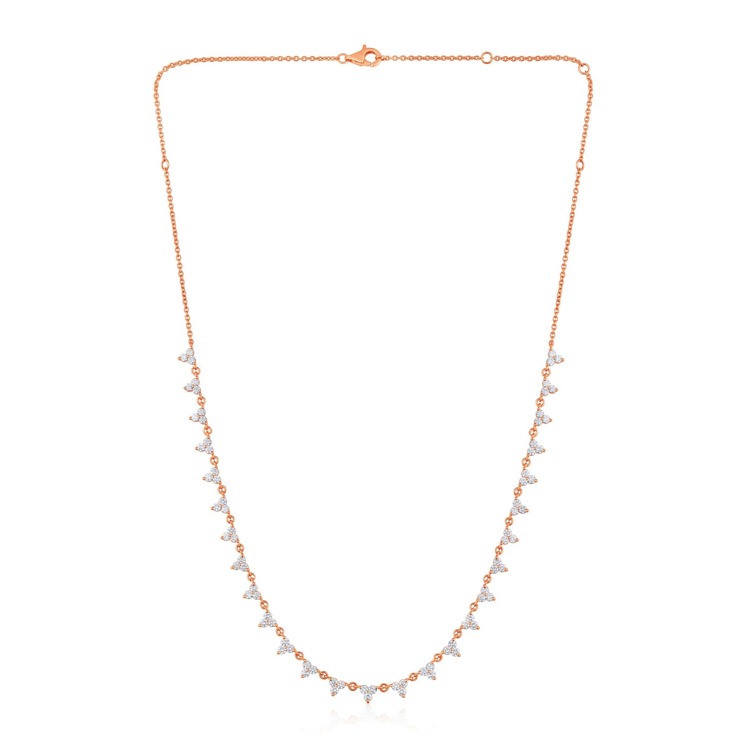 Solid Gold 2.4ct Natural Diamond Trio Trinity Link Necklace