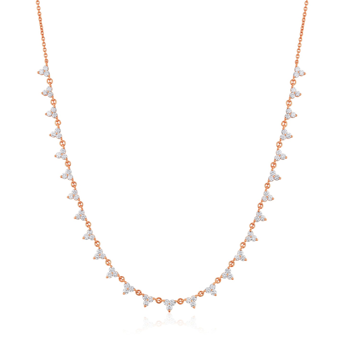 Solid Gold 2.4ct Natural Diamond Trio Trinity Link Necklace
