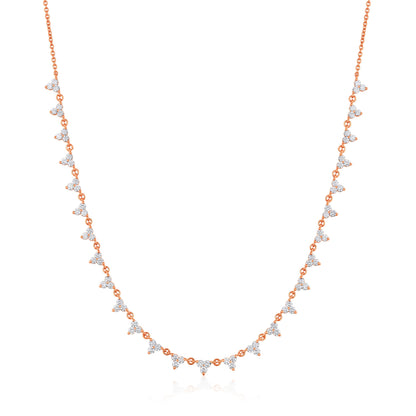 Solid Gold 2.4ct Natural Diamond Trio Trinity Link Necklace