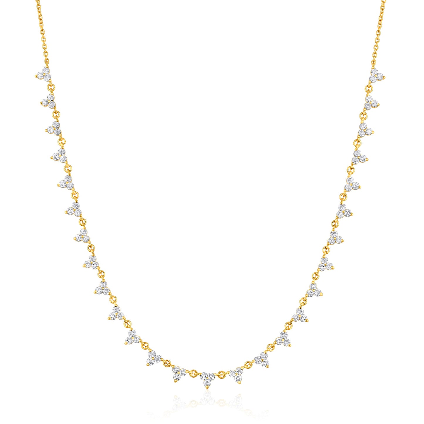 Solid Gold 2.4ct Natural Diamond Trio Trinity Link Necklace